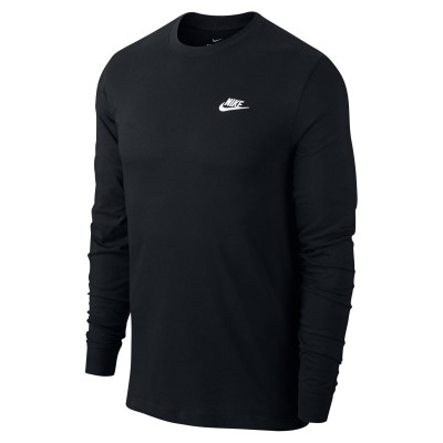 тениска,разпродажба,nike,мъжки,тениски,nike,sportswear,club,men's,long,sleeve,t,shirt,black,white