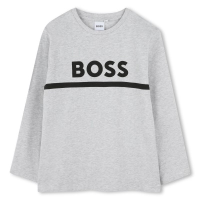 детска,тениска,детски,тениски,boss,long,sleeve,logo,print,t,shirt,junior,boys,grey,a32