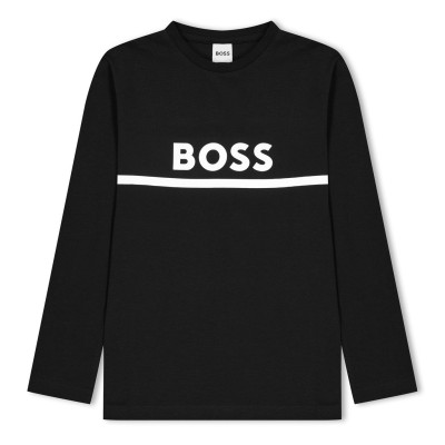 детска,тениска,детски,тениски,boss,long,sleeve,logo,print,t,shirt,junior,boys,black,09b