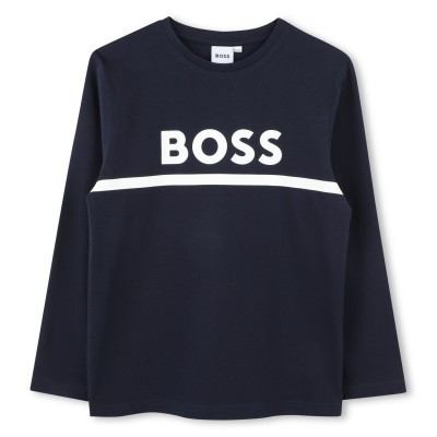 детска,тениска,детски,тениски,boss,long,sleeve,logo,print,t,shirt,junior,boys,navy,849