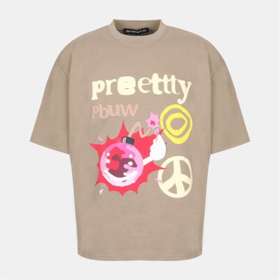 тениска,облекла,на,разпродажба,мъжки,тениски,pretty,boy,ugly,world,men's,pbuw,peace,regular,fit,t,shirt,khaki,multi