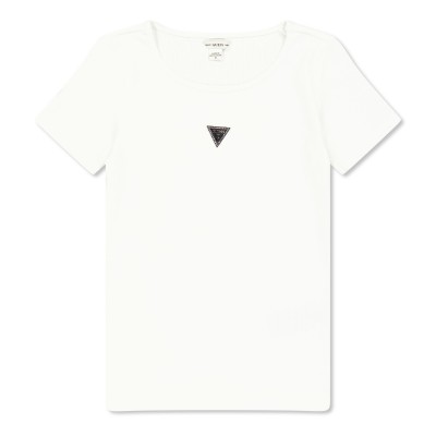 тениска,guess,kids,knitted,logo,slim,fit,t,shirt,pure,white