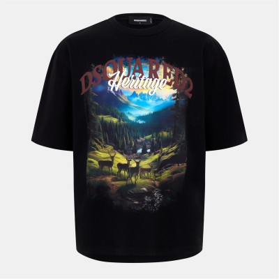 тениска,мъжки,тениски,dsquared2,men's,dsq,heritage,oversized,t,shirt,black