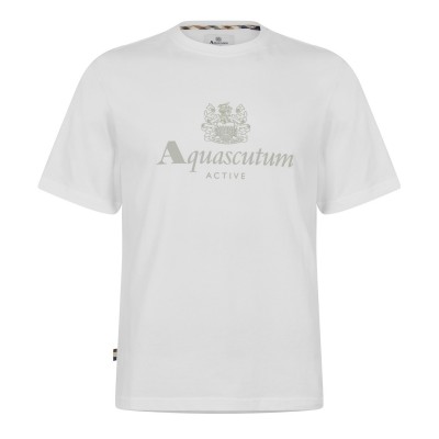 тениска,мъжки,тениски,aquascutum,aquact,logo,tee,sn62,old,white
