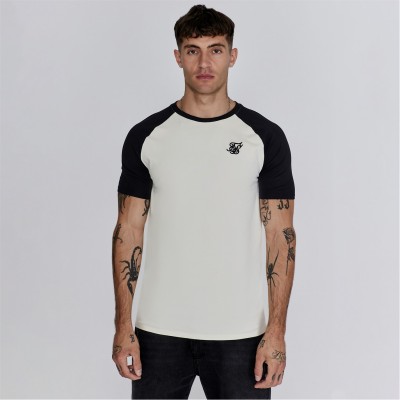 тениска,мъжки,тениски,siksilk,raglan,t,shirt,ecru,black