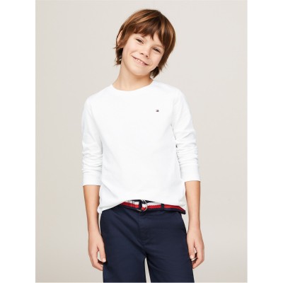 тениска,детски,3/4,панталони,tommy,hilfiger,kids',cotton,long,sleeve,regular,fit,t,shirt,bright,white