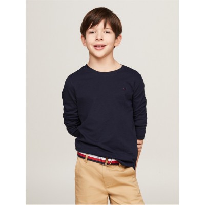 тениска,детски,3/4,панталони,tommy,hilfiger,kids',cotton,long,sleeve,regular,fit,t,shirt,sky,captain