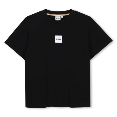 тениска,boss,kids,small,logo,cotton,short,sleeve,crew,neck,t,shirt,black