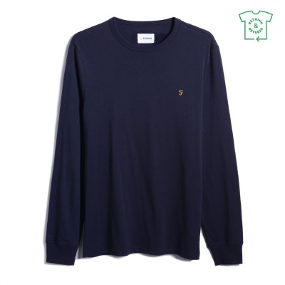 тениска,облекла,на,разпродажба,мъжки,тениски,farah,long,sleeve,dennis,t,shirt,true,navy