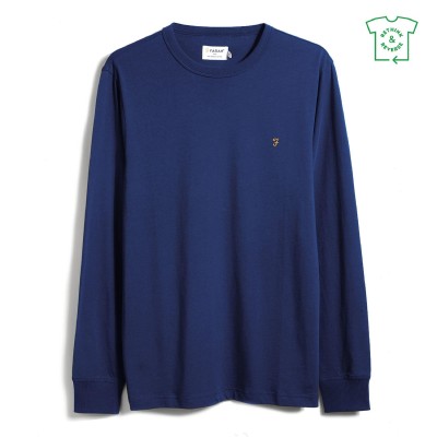 тениска,farah,long,sleeve,dennis,t,shirt,blue,peony