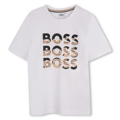 юношеска,тениска,детски,облекла,boss,multi,logo,t,shirt,juniors,white