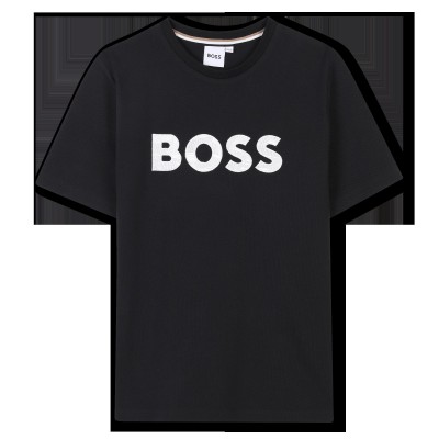 тениска,boss,kids,embroidered,logo,short,sleeved,t,shirt,black