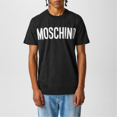 тениска,облекла,на,разпродажба,мъжки,тениски,moschino,men's,contrast,logo,regular,fit,t,shirt,black