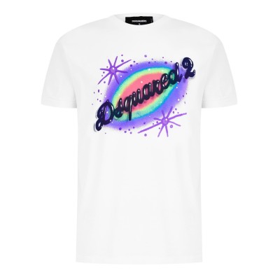 тениска,мъжки,тениски,dsquared2,logo,print,t,shirt,white,multi