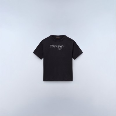 юношеска,тениска,детски,3/4,панталони,napapijri,napa,primiero,shot,sleeve,t,shirt,junior,black,beaut,941