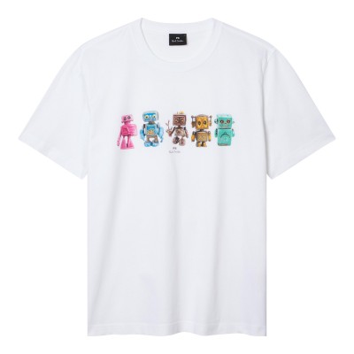 тениска,мъжки,тениски,ps,paul,smith,men,s,robot,graphic,print,t,shirt,white,01
