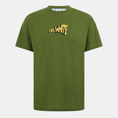 тениска,мъжки,тениски,off,white,men,s,slim,arrow,crew,neck,short,sleeve,t,shirt,green,yellow