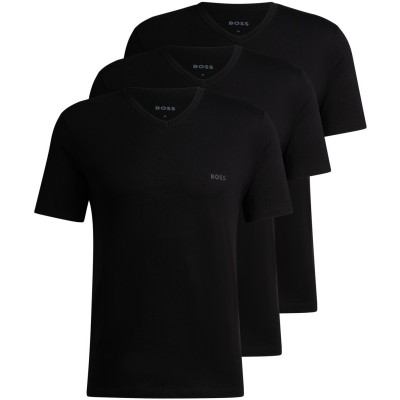 тениска,облекла,на,разпродажба,мъжки,тениски,boss,men's,v,neck,3,pack,t,shirts,soft,breathable,fabric,black