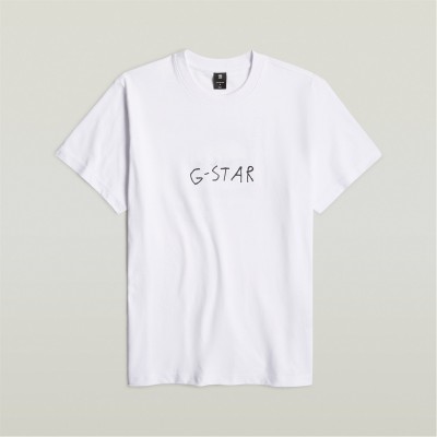 тениска,облекла,на,разпродажба,мъжки,тениски,g,star,handwriting,back,print,loose,t,shirt,white