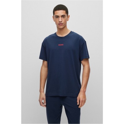 тениска,мъжки,пижами,hugo,logo,print,pyjama,t,shirt,dark,blue,405