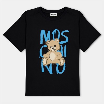 детска,тениска,детски,3/4,панталони,moschino,unisex,kids',spray,logo,t,shirt,blk,blu,60100