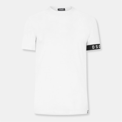 тениска,облекла,на,разпродажба,мъжки,тениски,dsquared2,men's,dsq,band,logo,slim,fit,t,shirt,white