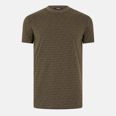 тениска,мъжки,тениски,dsquared2,men,s,all,over,logo,t,shirt,miltary,green