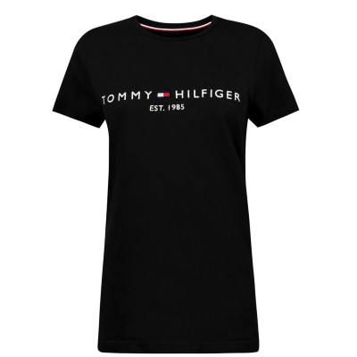 тениска,мъжки,тениски,tommy,hilfiger,logo,crew,neck,t,shirt,black,bas