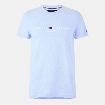 тениска,мъжки,тениски,tommy,hilfiger,logo,crew,neck,t,shirt,hthr,blue,ds9