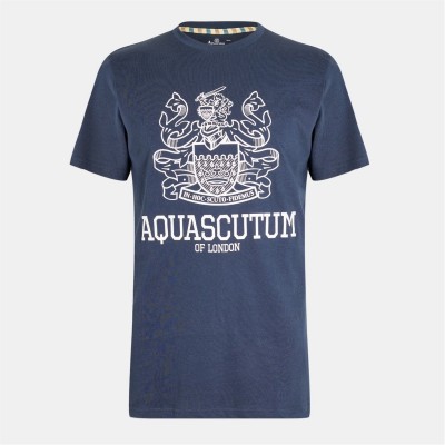 тениска,облекла,на,разпродажба,мъжки,тениски,aquascutum,aquascutum,logo,tee,sn99,navy,white