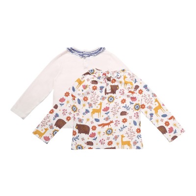 детски,тениски,детски,облекла,lilly,and,sid,&,sid,multicoloured,animal,forest,print,and,plain,top,2,pack,ecru