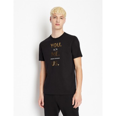 тениска,мъжки,тениски,armani,exchange,ax,text,tee,sn99,black