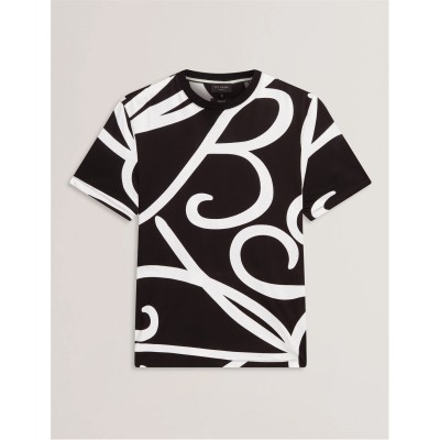 тениска,облекла,на,разпродажба,мъжки,тениски,ted,baker,men's,tb,script,regular,fit,t,shirt,black