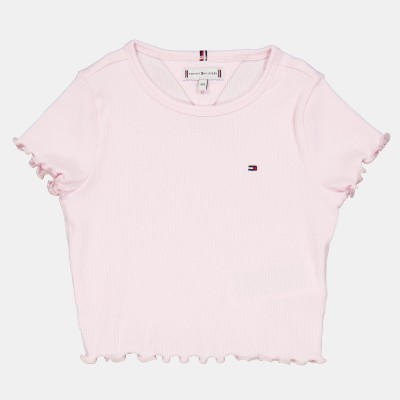 тениска,tommy,hilfiger,kids,essential,rib,short,sleeve,t,shirt,light,pink,tog