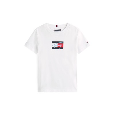 тениска,детски,3/4,панталони,tommy,hilfiger,kids',script,t,shirt,white,ybr