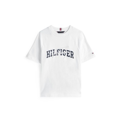 тениска,детски,3/4,панталони,tommy,hilfiger,kids',script,logo,t,shirt,white,ybr