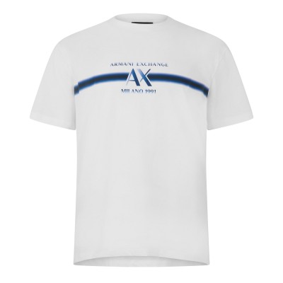 тениска,мъжки,тениски,armani,exchange,men,s,stripe,cotton,short,sleeve,crew,neck,t,shirt,white