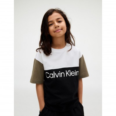 тениска,calvin,klein,jeans,kids,ck,block,t,shirt,blk,grn,wht,beh