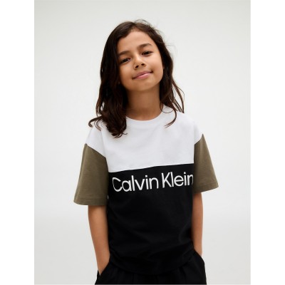 тениска,детски,3/4,панталони,calvin,klein,jeans,kids',ck,block,t,shirt,blk,grn,wht,beh