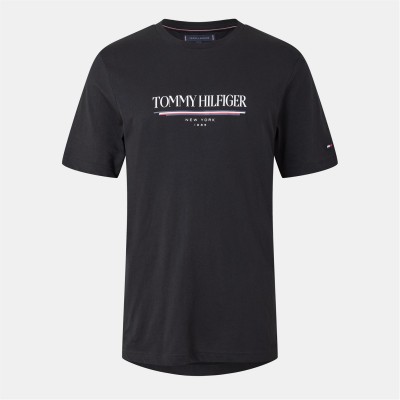 тениска,облекла,на,разпродажба,мъжки,тениски,tommy,hilfiger,regular,fit,logo,t,shirt,black,bds