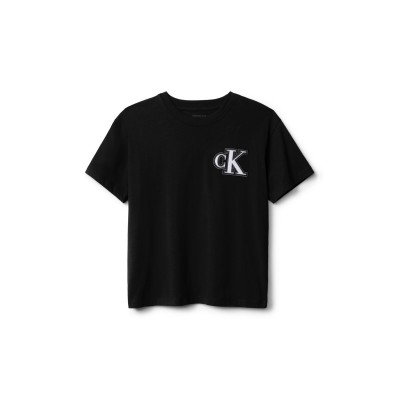 тениска,детски,3/4,панталони,calvin,klein,jeans,kids',ckj,logo,regular,fit,t,shirt,ck,black,beh