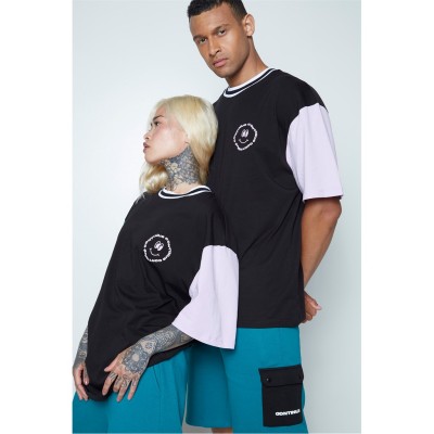 тениска,облекла,на,разпродажба,мъжки,горнища,размер+,hype,men's,happy,ringer,regular,fit,t,shirt,black