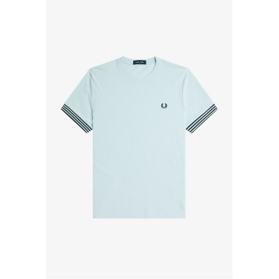 тениска,облекла,на,разпродажба,мъжки,тениски,fred,perry,stripe,cuff,t,shirt,light,ice,r30