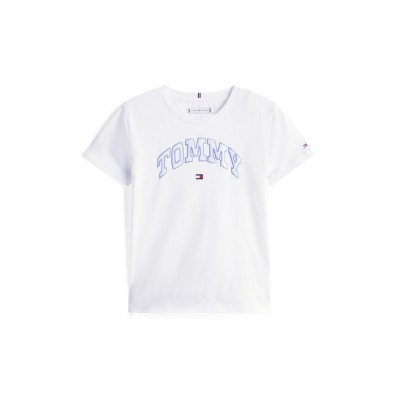 тениска,детски,3/4,панталони,tommy,hilfiger,kids',varsity,breathable,t,shirt,white,ybr