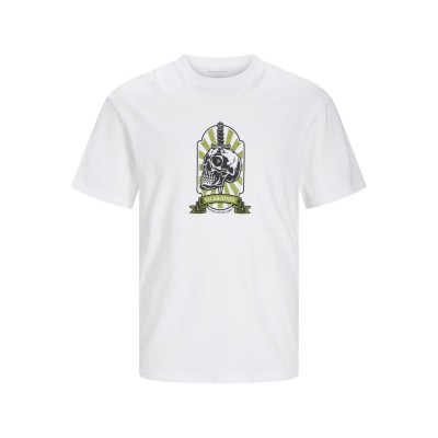 мъжка,тениска,jack,and,jones,j&j,skull,t,shirt,mens,bright,white