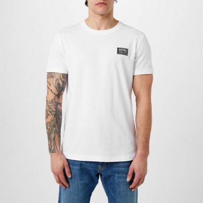мъжка,тениска,облекла,на,разпродажба,diesel,diesel,patch,logo,t,shirt,mens,white,100