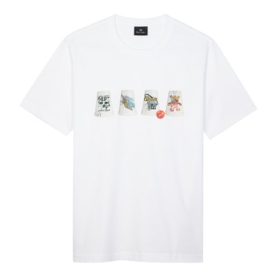 тениска,мъжки,тениски,ps,paul,smith,ps,zebcutout,tee,sn53,white,01