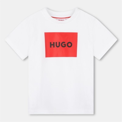 детска,тениска,детски,3/4,панталони,hugo,unisex,kids,big,logo,cotton,short,sleeve,t,shirt,white,10p