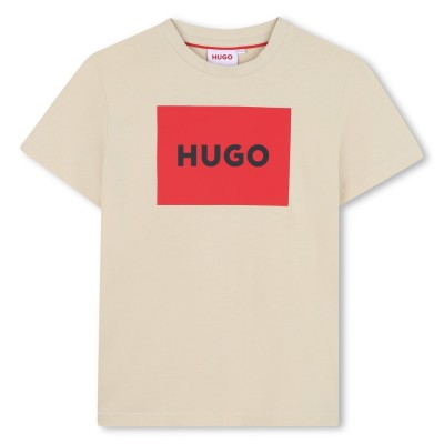 юношеска,тениска,детски,облекла,hugo,cotton,large,box,logo,t,shirt,juniors,stone,255