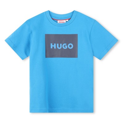 юношеска,тениска,детски,облекла,hugo,cotton,large,box,logo,t,shirt,juniors,blue,873